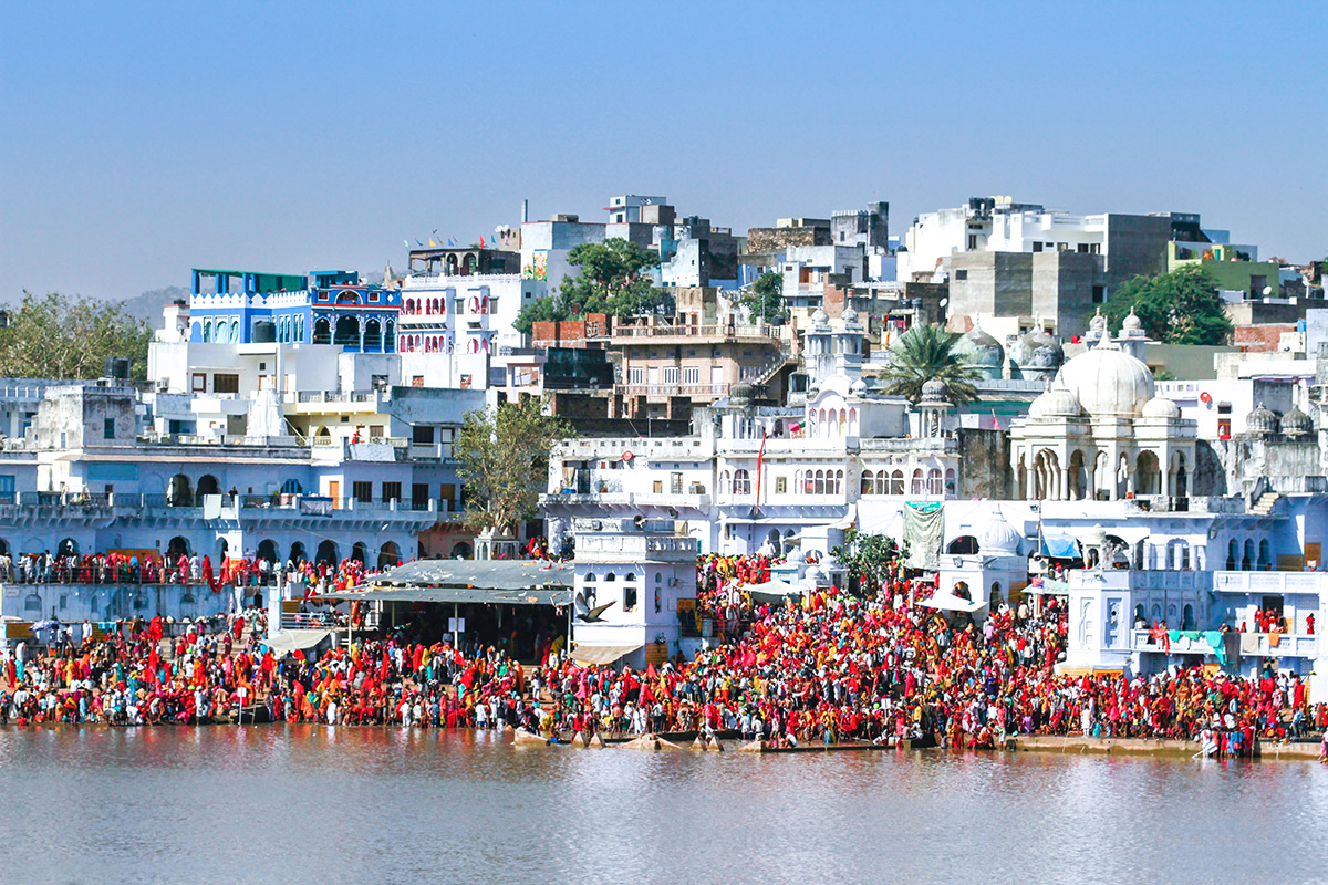 Pushkar Lake, den hellige innsjøen i Pushkar i Rajasthan