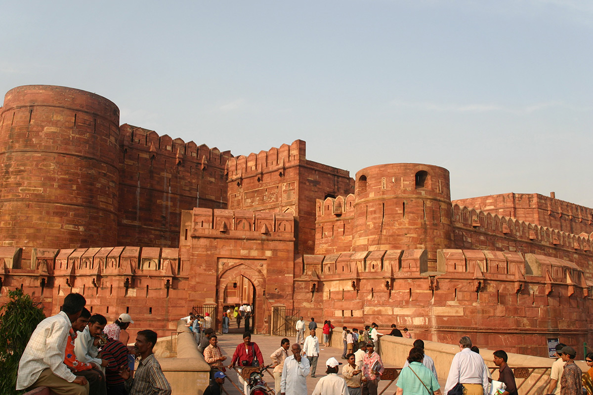 Agra Fort i Agra, stort mogulfort i rød sandstein